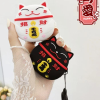 For Samsung Galaxy Buds Live Cute Cartoon Lucky Cat Design Silicone Earphone Case with Hook earphone accessories For Buds 2 Pro