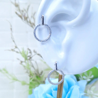 HD Silver Bogor - Giwang Polos Gantungan Bulat Permata - Silver 925 Lapis Emas  - Giwang Hits Korea 