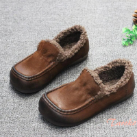 【Taroko】刷羊毛豆豆保暖平底套腳鞋(2色可選)