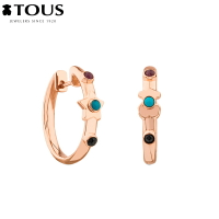 TOUS/桃絲熊銀鍍18K玫瑰金耳釘尖晶石紅寶石綠松石耳環812403560