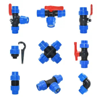 20/25/32/40/50/63mm Water Pipe Plastic Ball Valve Coupler Tee Elbow Plug Cross Quick Connector PE Fast Fittings 1pcs