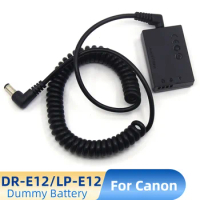 DR-E12 DC Coupler LP-E12 Dummy Battery 3011 To 5521 Male Spring Cable For Canon EOS M M2 50 M10 M100
