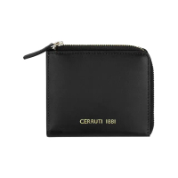 【Cerruti 1881】義大利頂級小牛皮女用零錢包 CEPD06163M(黑色 贈禮盒提袋)