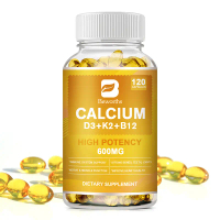 BEWORTHS 120PCS 4-in-1 Kalsium 600 Mg dengan  D3 K2 B12  tinggi badan Kapsul untuk Kekuatan Tulang, 