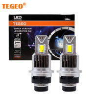 2PCS TEGEO GENUINE 90W LED Headlight Bulbs D2S D4S Lamp Replace Original Headlamp Car Light Plug Play to Original HID Ballast