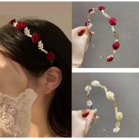 X's - Bando Bunga Merah Putih untuk Anak dan Dewasa Aksesoris Imlek Natal dengan Desain Elegan dan D