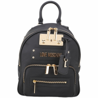 LOVE MOSCHINO 金屬鎖牌字母附吊飾尼龍手提後背包(黑色)