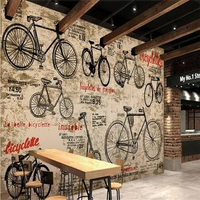 Retro Industrial Wind Bicycle Wall Paper 3D Restaurant Bar Shopping Mall Clothing Store Universal Decor Background Wallpaper 3D