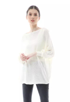 Evernoon Eveline Sweater Rajut Batwing Atasan Wanita Motif Polos High Quality - Putih