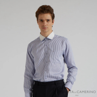ROBERTA 諾貝達 男裝 合身版 優雅的英倫紳士風長袖襯衫(藍)