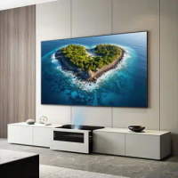 2024 ALR UST PET Crystal Projection Screen 100 Inch 1CM Fixed Frame Projector Screen for Ultra Short Throw Projector 4K
