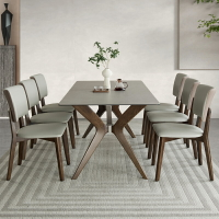 灰色 餐桌 實木 長方形 家用 小戶型 餐桌 椅組合