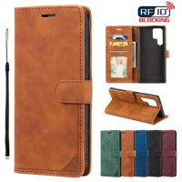 Wallet Leather Anti-theft Brush Case For Samsung Galaxy S22 S21 S20 Plus S24 Ultra S23 FE S10 S9 S8 Plus Note 20 Ultra 10 Plus