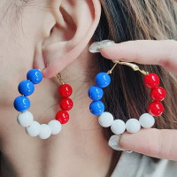 Latest Acrylic Earrings Y2K New American Independence Day Elements Red White Blue Flag Aluminum Acry