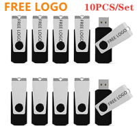 10PCS Metal USB Flash Drive 64G 32G 16G 8G 4GB 512MB pen drive Flash memory pendrive Memory Scle tick Wholesale free custom LOGO