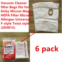 6 pack Vacuum Cleaner filter Bags fits for Kirby Micron Magic HEPA Filter Micron Allergen Universal F-style Twist style (204814）