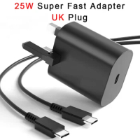 25W PD UK Super Fast Charger For Samsung Galaxy Z Fold5 S20 S21 S22 S23 S10 Ultra Note 10+ Fast Charging USB C To Type C Cable