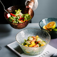 日式透明玻璃碗單個學生創意個性斗笠網紅北歐大號餐具水果沙拉碗