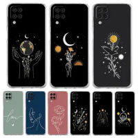 Simplicity line Art sun moon Phone Case For Samsung A13 A33 A73 A53 A23 A51 A71 A21S A12 A31 A41 A05s A03S A15 A25 A32 5G Cover