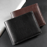 Men's Fashion Genuine Leather Wallet Premium Real Cowhide Wallets For Man Short Black Walet O3Y7