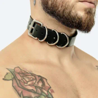 2022 Fetish Man Leather Harness Collar Handmade Punk Style Neck Necklace Choker BDSM Bondage Gay Clothing Exotic Accessories