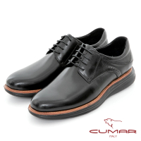 【CUMAR】歐風時尚 超輕量真皮紳士休閒鞋(黑色)