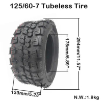 13x5.00-7 Tubeless Tire Universal Wide-Body Vacuum 125/60-7 Tyre for Dualtron X Electric Scooter DTX Accessories