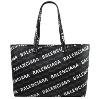 BALENCIAGA Signature 品牌印花造型肩背購物包/托特包(黑灰)