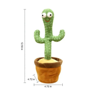 Dancing Singing Talking Cactus Dance Musical Plush Toy Imitate Sound Pemainan Tarian Bercakap Kaktus