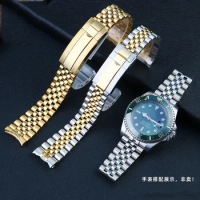 Solid Stainless steel WatchBands For Rolex Strap for DATEJUST Watch band Submarine Wristband Silver Gold Bracelet 20mm 21mm