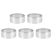 Stainless Steel Perforated Tart Ring, 5Pcs 5Cm Perforated Cake Mousse Ring, DIY Round Tart Rings For Baking Dessert Ring