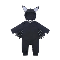 【橘魔法】黑蝙蝠 帽子+長袖連身衣(萬聖節服裝 造型包屁衣 男童 女童 小童)