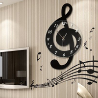音樂音符北歐客廳家用時尚創意鐘錶個性石英裝飾時鐘靜音藝術掛鐘