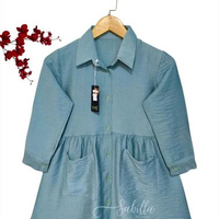 (074) Tunik Polo Linen Saku Depan Anak 7-12 tahun by sabillaachmad biru wardah 9-10Y