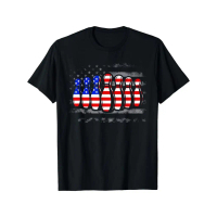 [Free Customization] Mens Patriotic Flag Bowling Pins T-Shirt - Black with RedBlue Stars - Heavyweig