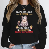 Crazy Cat Lady Graphic Hoodies Long Sleeve Clothing Funny Cat Anime Sweatshirts Autumn Winter Streetwear Oversized Hoodies Tops