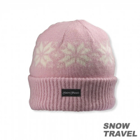 【SNOW TRAVEL】3M防風透氣保暖羊毛帽 雪花摺邊(粉紅)