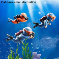 Cute Luminous Mini Diver Simulated Floating Frogman Miniature Kawaii Figures Aquarium Ornaments Figurines Fish Tank Decoration