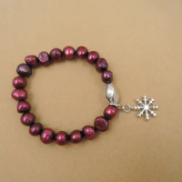 Christmas bracelet made of 100% nature freshwater pearl