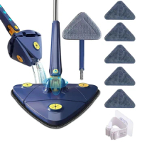 Telescopic Triangle Mop 360° Rotatable Spin Cleaning Mop Adjustable Squeeze Wet and Dry Use Water Absorption Home Floor Tools