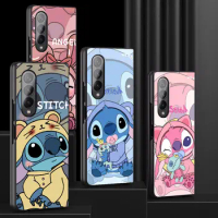 Phone Case for Samsung Galaxy Z Fold3 Z Fold4 Z Fold5 5G ZFold4 Lovers Lovely Stitch Back Black Shockproof Cases Cover