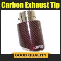 Car Glossy Carbon Fiber Muffler Tip Exhaust System Pipe Mufflers Nozzle Universal Straight Stainless For Akrapovic