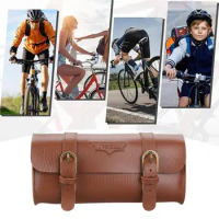 Folding Bike Handlebar Pouch Front Bike Bag Fake Leather Bicycle Handlebar Bag for Mountain Road Bikes Small Handy Front Storage