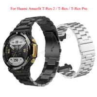 Smart Watch Metal Strap For Huami Amazfit T-Rex 2 Stainless Replacement Straps For Amazfit T-Rex 2 Sport Watchbands Bracelet