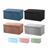 KOBA 簡約麻布可折疊收納椅凳-長凳(椅凳/收納椅凳/大容量/收納凳子/小矮凳/收納椅/收納箱/儲物箱)