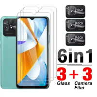 6in1 Screen Protectors For Xiaomi Poco C40 5G Full Cover Tempered Glass PocoC PocoC40 C 40 Pocophone Phones Protective Lens Film