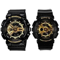 JAM COUPLE CASIO ANALOG ORIGINAL RESIN BLACK GOLD CASIO G-SHOCK BABY-G GA-110GB-1A BA-110-1A GSHOCK