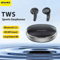 Awei T75 True Wireless Bluetooth Headphones 5.3 Earphone With Mic HD Call Earphones Hifi Sound TWS Earbuds Gamer Headset 2024NEW