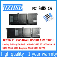 JK6Y6 11.25V 40WH H5CKD 15V 53WH Laptop Battery For Dell Latitude 3410 3510 Vostro 14 5402 5501 5502 Inspiron 5300 5301 9077G