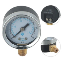 Compressor Pressure Gauge Manometer Black 0-2bar/0 ~ 30psi Hydraulic Metal Portable Face Air Pressure Suitable